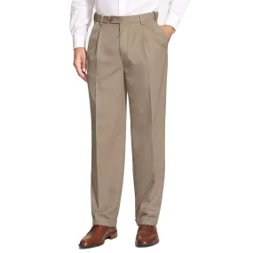 Berle Dark Khaki Windsor Double Reverse Pleat Poplin Pants