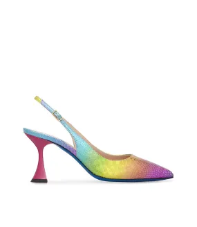 Printed Leather Multicolor Slingback Pumps