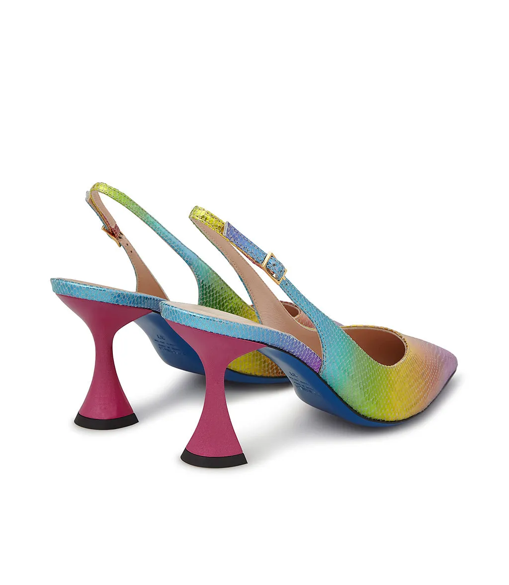 Printed Leather Multicolor Slingback Pumps