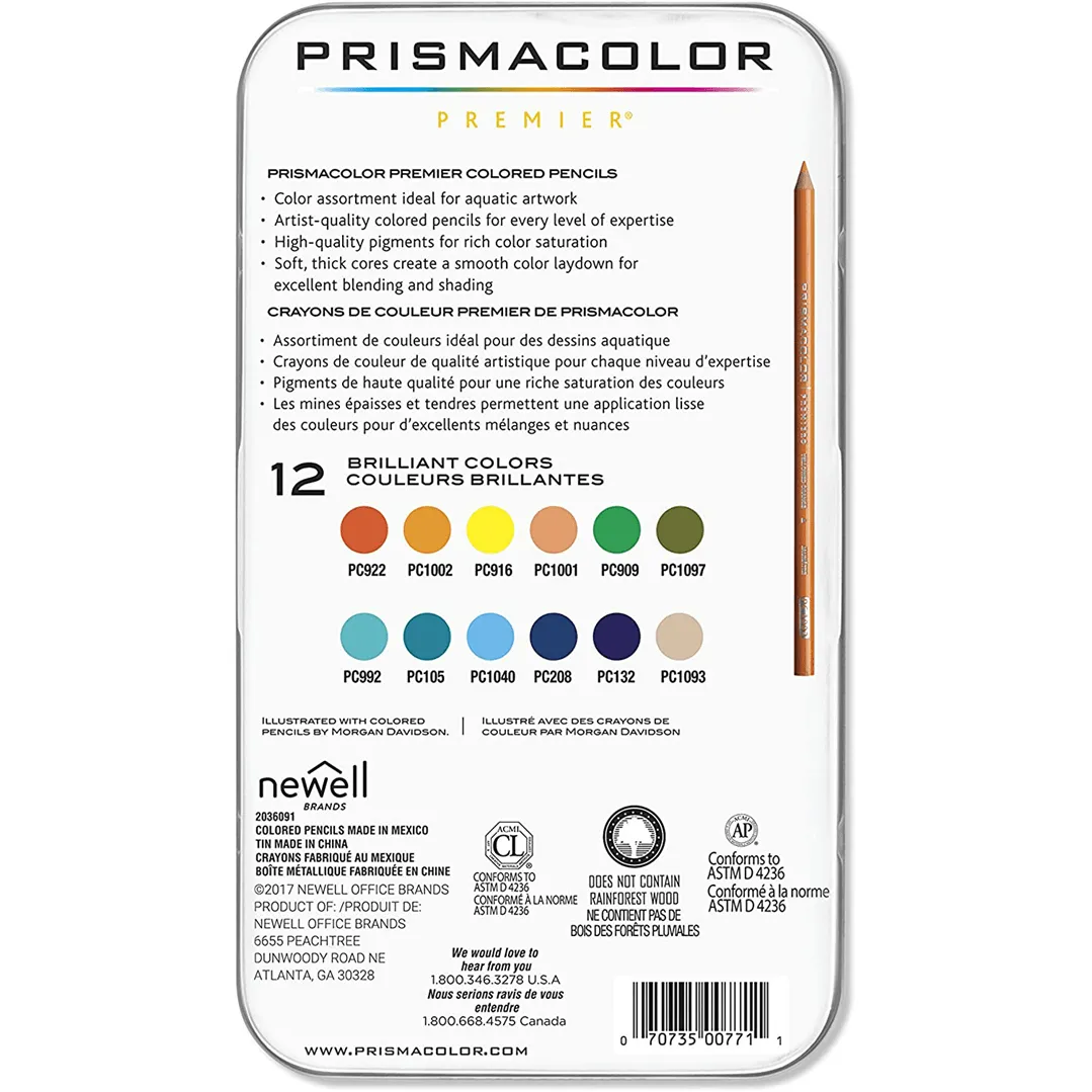 Prismacolor Premier 12 Under The Sea Coloured Pencils Tin Set