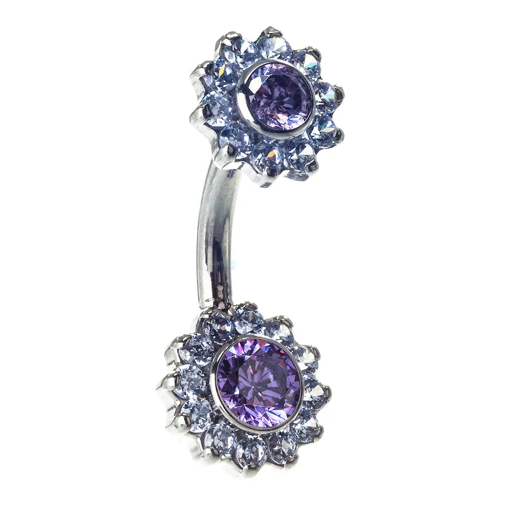 Prong-Set Faceted Gem Odyssey Flower Navel Curve - custom color combos