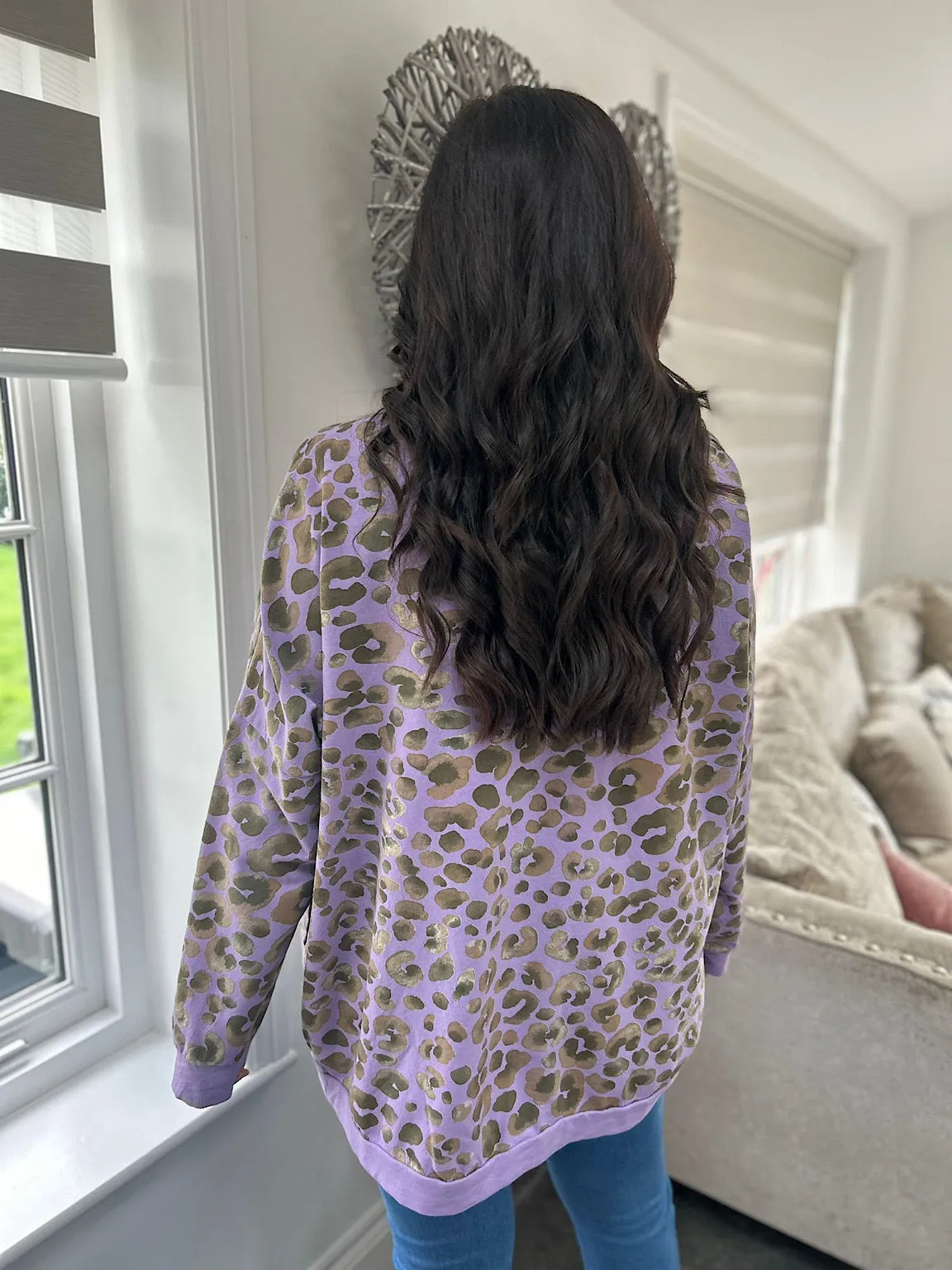 Kirsty Sweatshirt in Purple Leopard Print