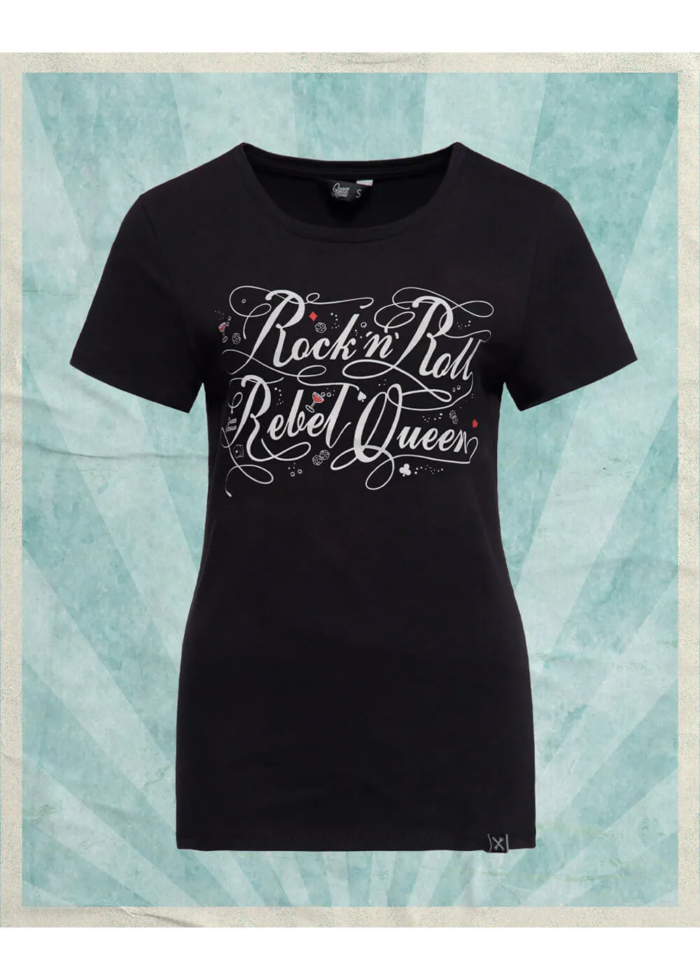 Black Rock'n Roll Rebel Queen Girly T-Shirt by Queen Kerosin