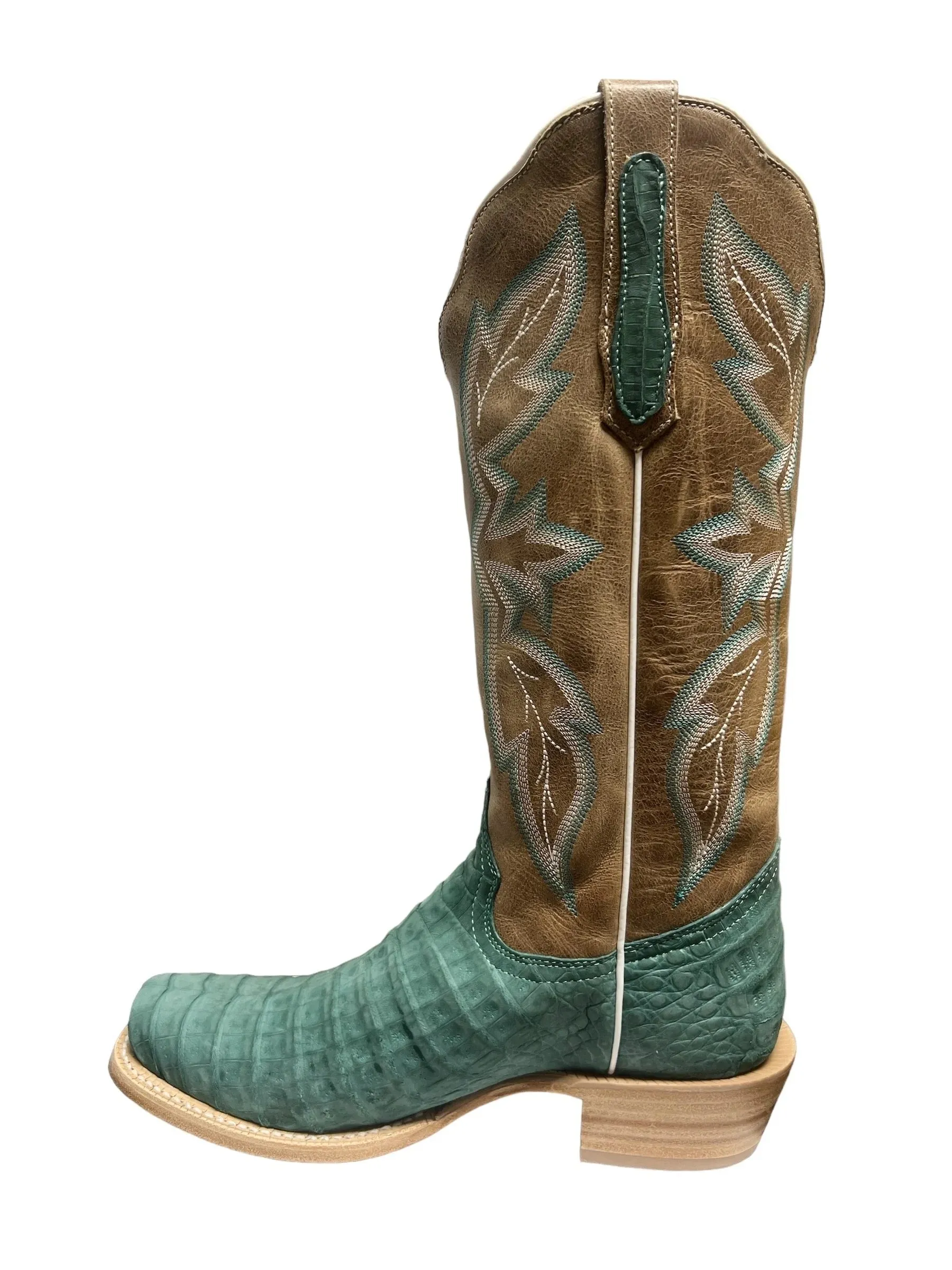 R. WATSON LADIES’ NUBUCK TURQUOISE CAIMAN BELLY BOOTS RWL2011-1