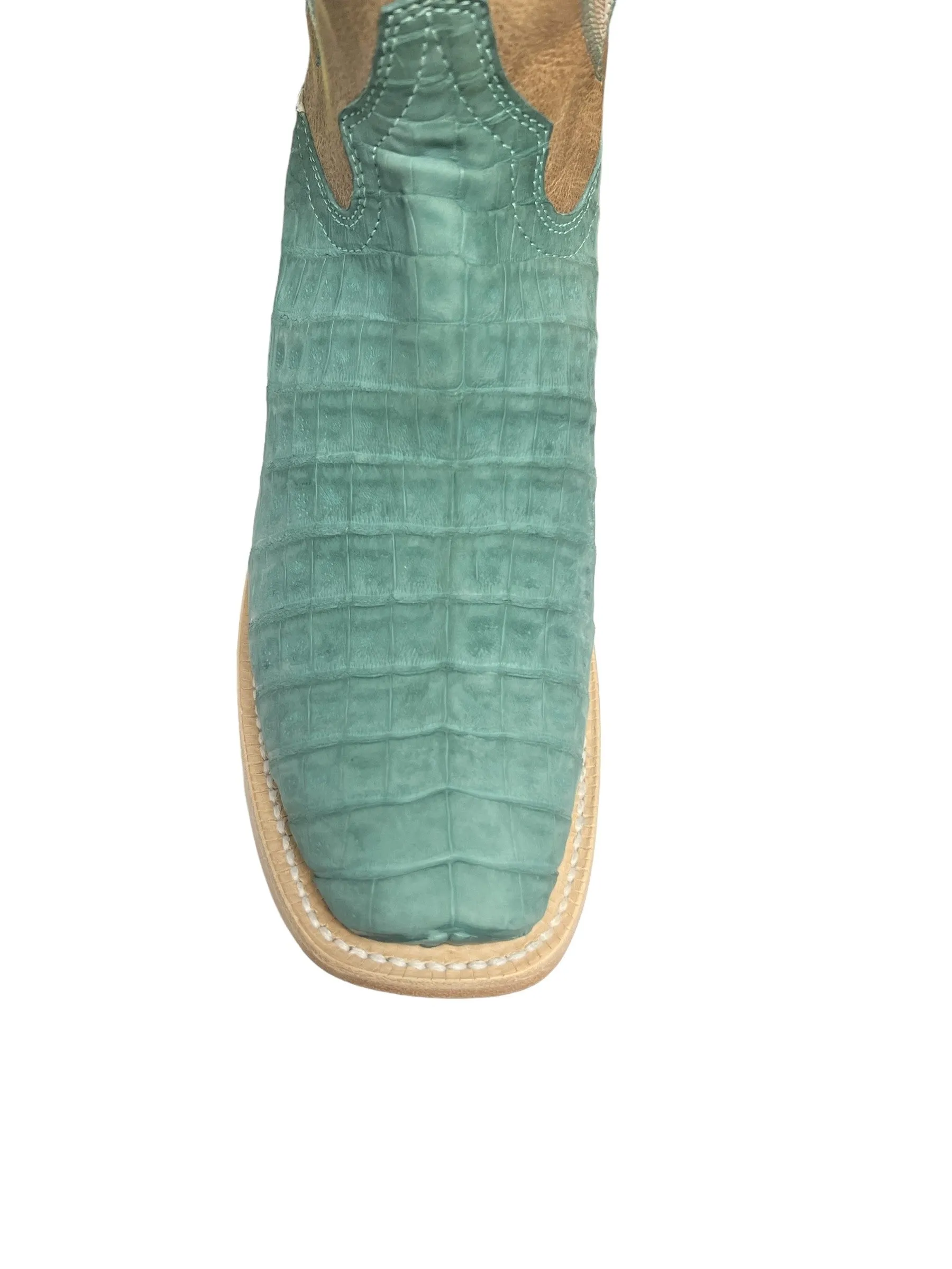 R. WATSON LADIES’ NUBUCK TURQUOISE CAIMAN BELLY BOOTS RWL2011-1