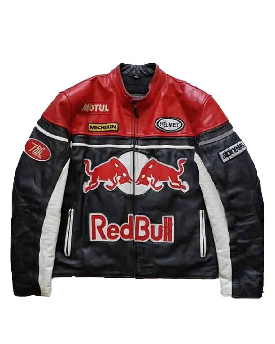 Red Bull Motorcycle Leather Jacket by William