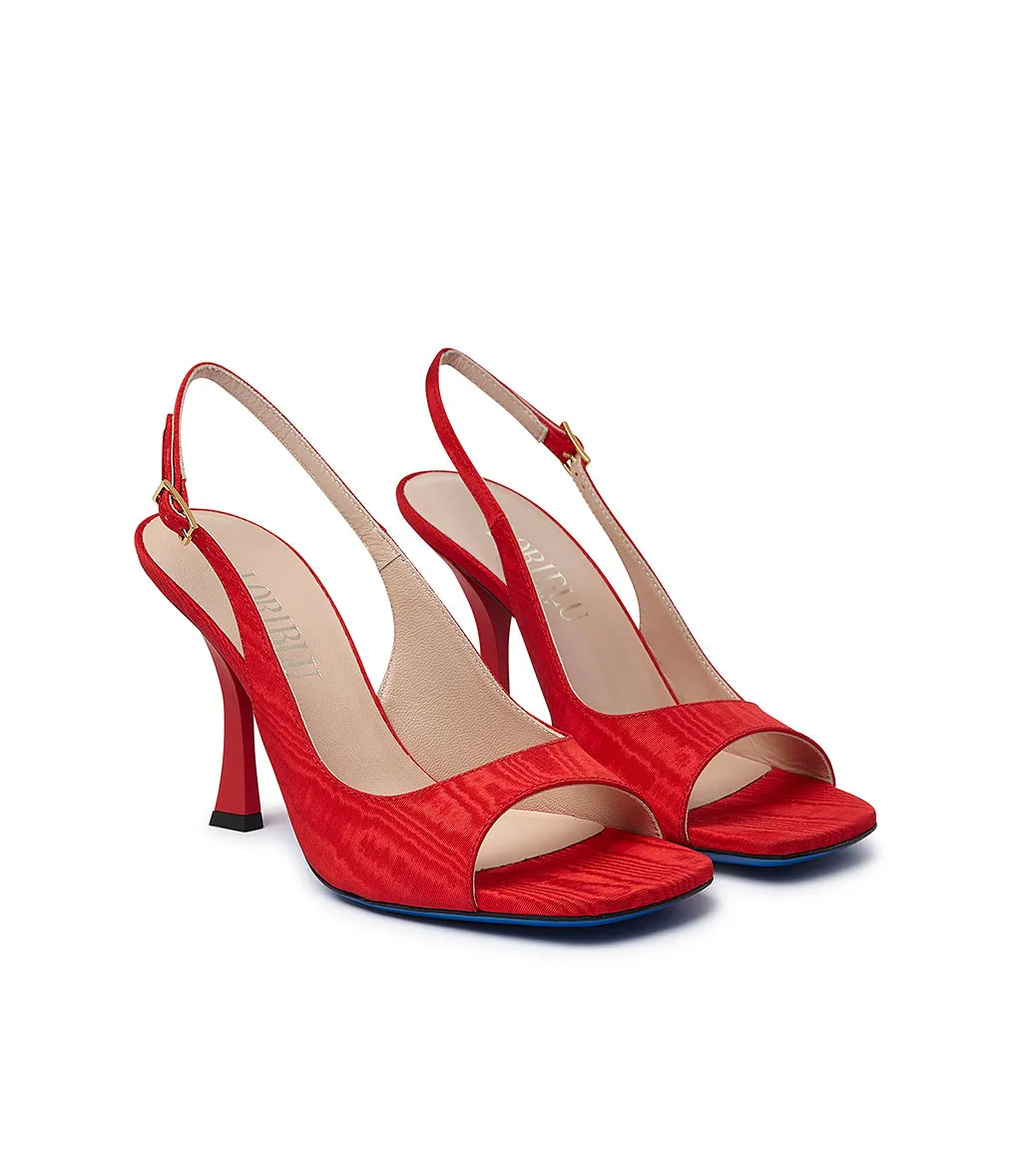 Red Moiré Fabric Slingback Pumps