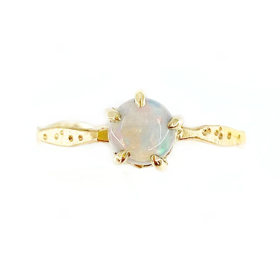 Red Nebula Opal Ring, 14k Gold Star Dust - Shop Now