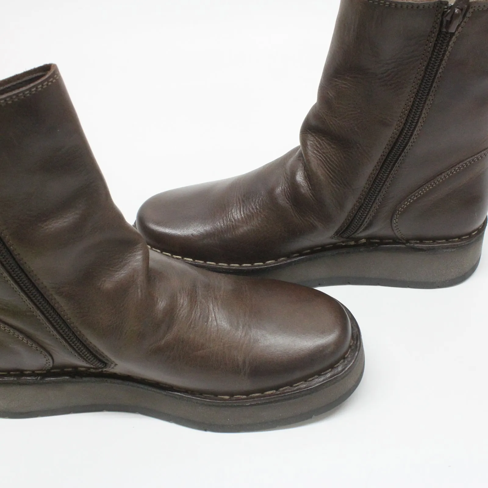 RENO053FLY Rug Leather Women's Zip Up Boots - UK 4 - US 6-6.5 Women - EU 37