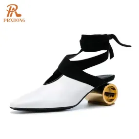 Retro Genuine Leather Round Toe Platform Dress Pump