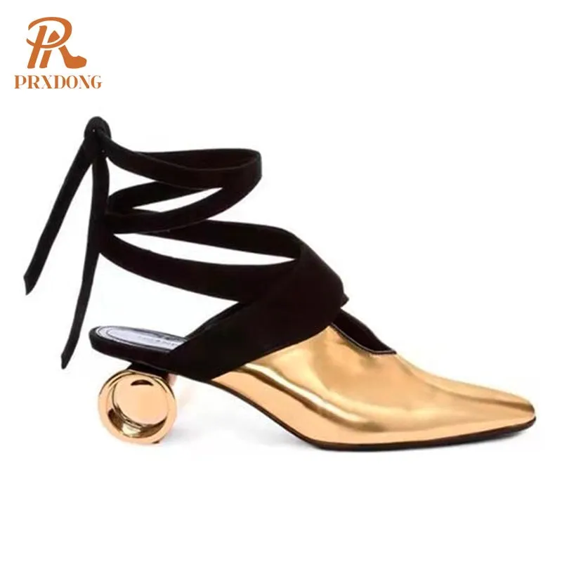 Retro Genuine Leather Round Toe Platform Dress Pump