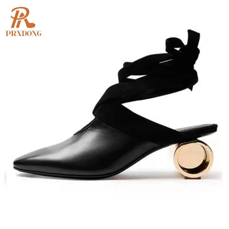 Retro Genuine Leather Round Toe Platform Dress Pump