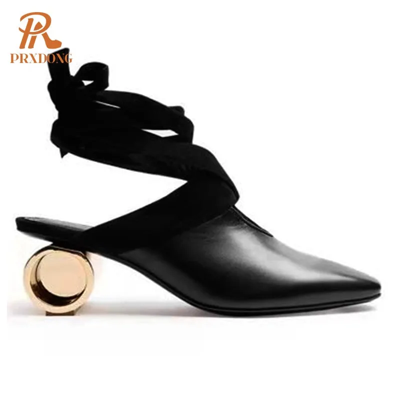 Retro Genuine Leather Round Toe Platform Dress Pump