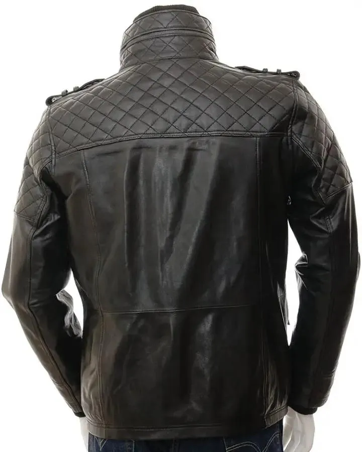 Ronn Black Quilted Leather Jacket