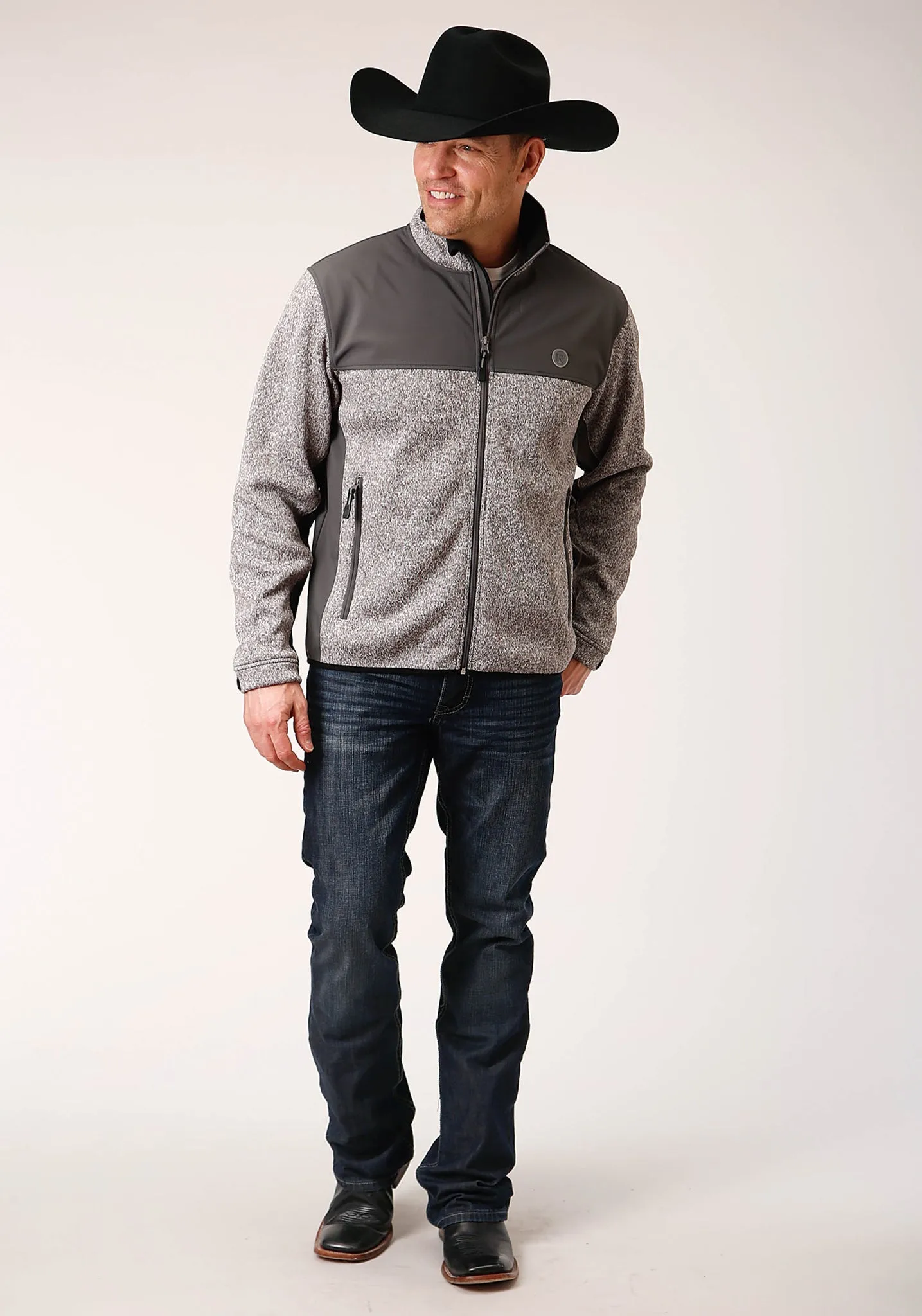 Roper Men's Grey Fleece Zipper Knit Western Jacket