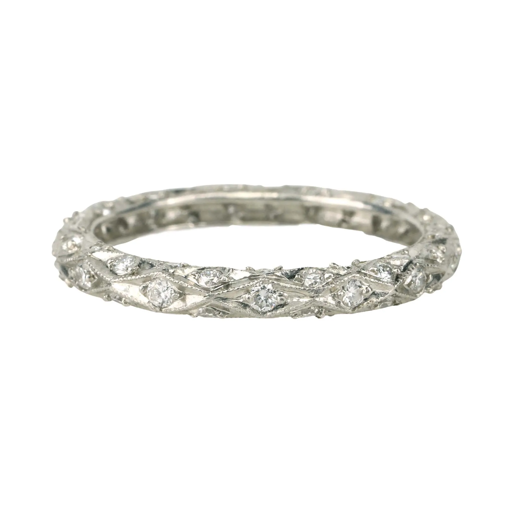 Rounded Platinum & Diamond Birthday Band