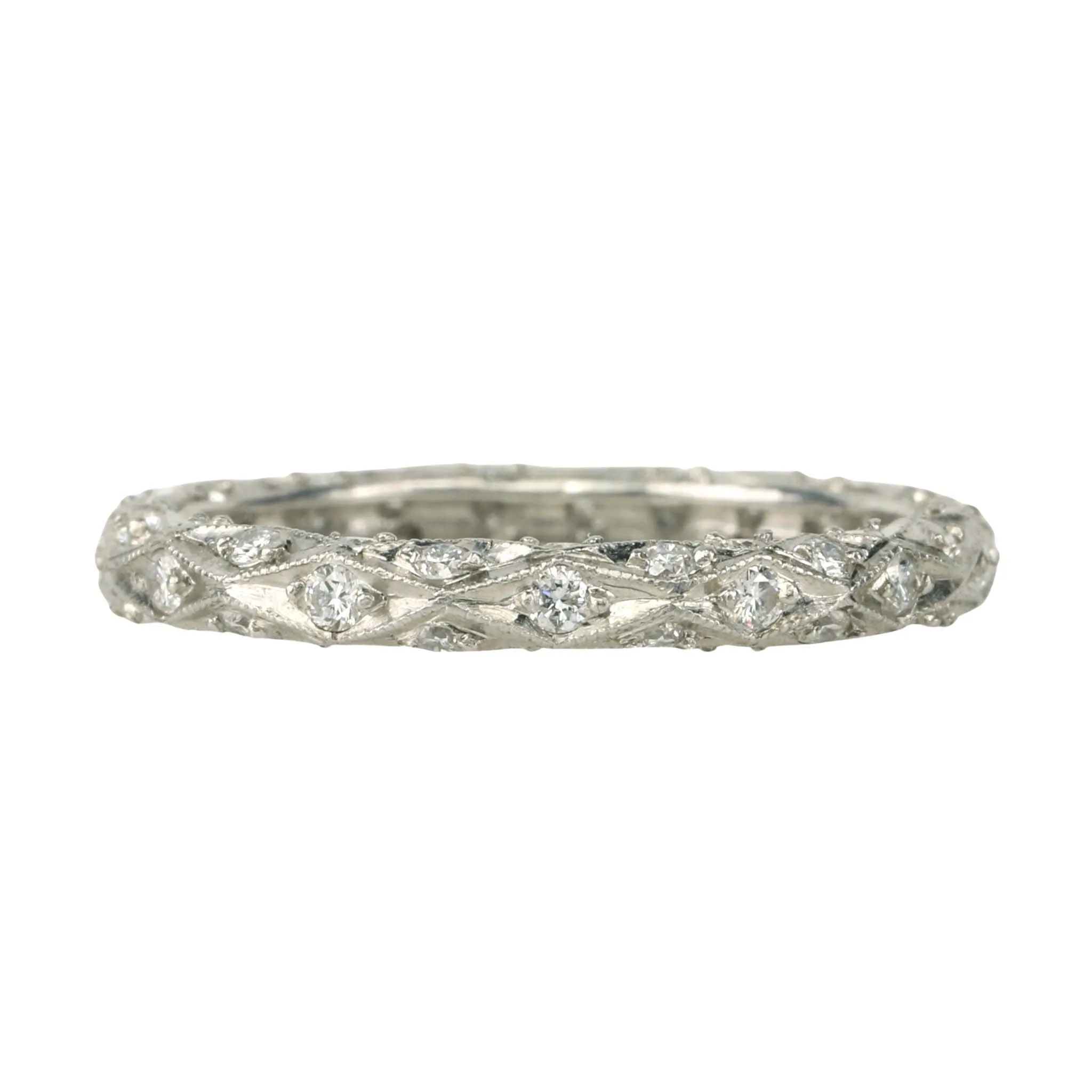 Rounded Platinum & Diamond Birthday Band