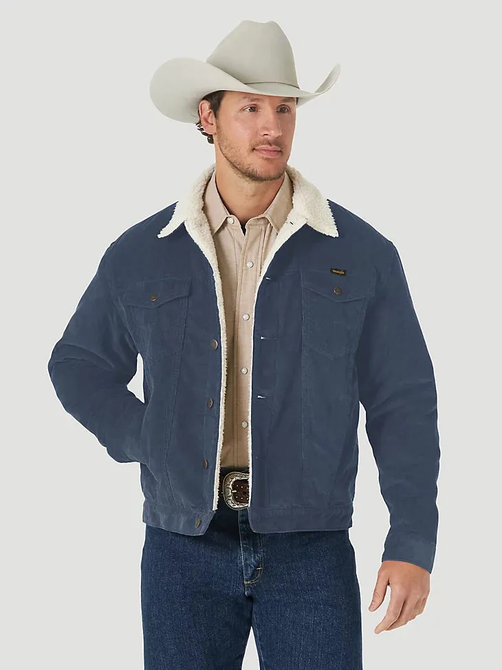 Wrangler Men's Navy Corduroy Sherpa Lined Jacket on Sale.