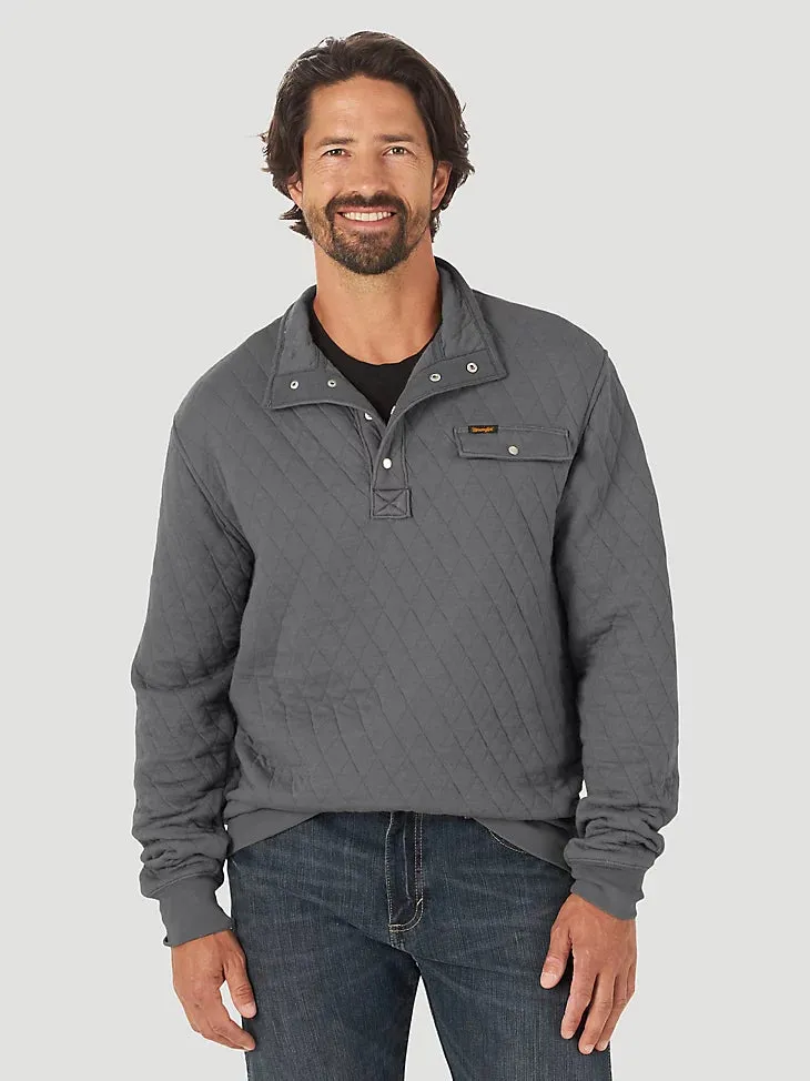 Wrangler Quilted 1/4 Snap Grey Pullover on Sale.