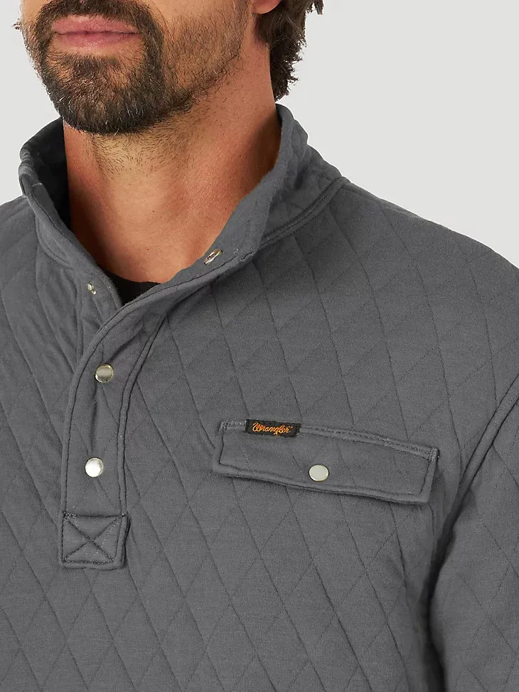 Wrangler Quilted 1/4 Snap Grey Pullover on Sale.