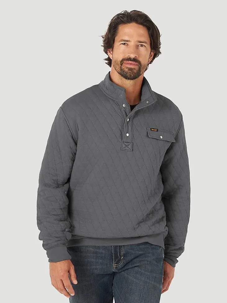 Wrangler Quilted 1/4 Snap Grey Pullover on Sale.