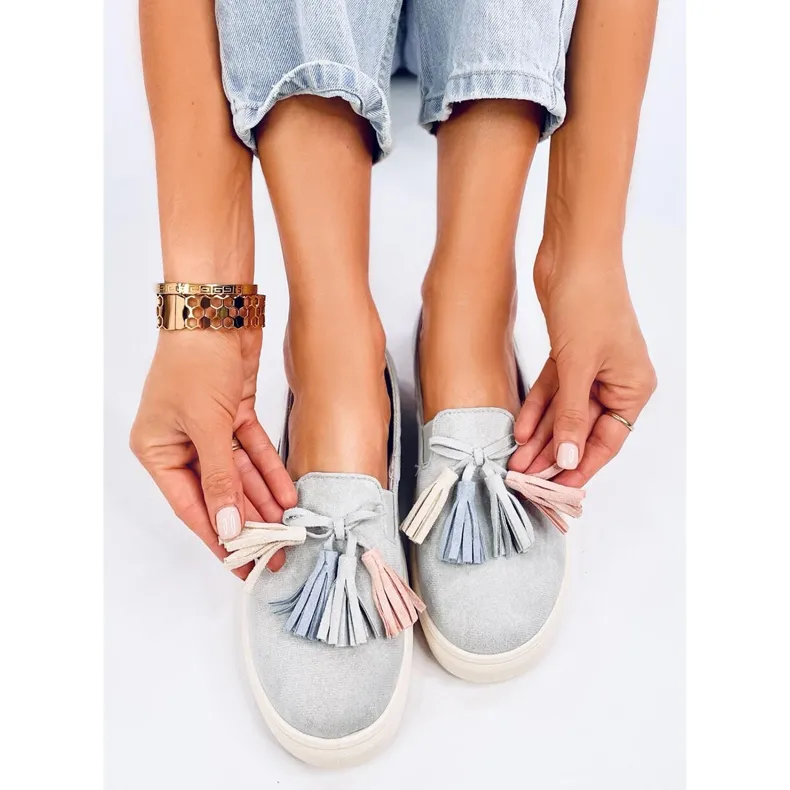 Salma Gray fringed sneakers grey