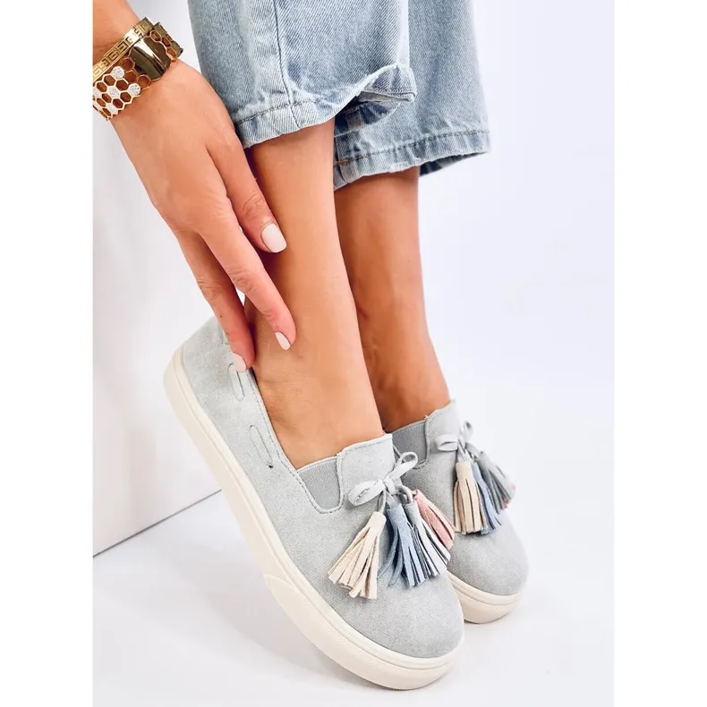 Salma Gray fringed sneakers grey