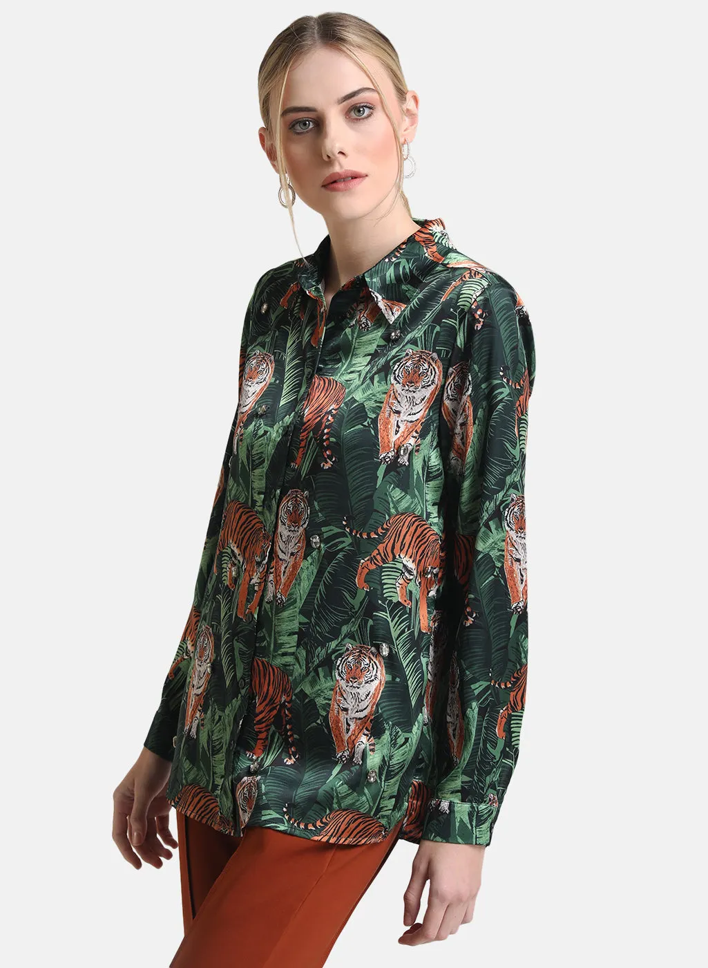 Satin Loose Shirt with Print