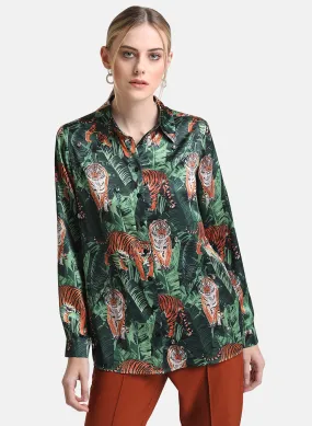 Satin Loose Shirt with Print