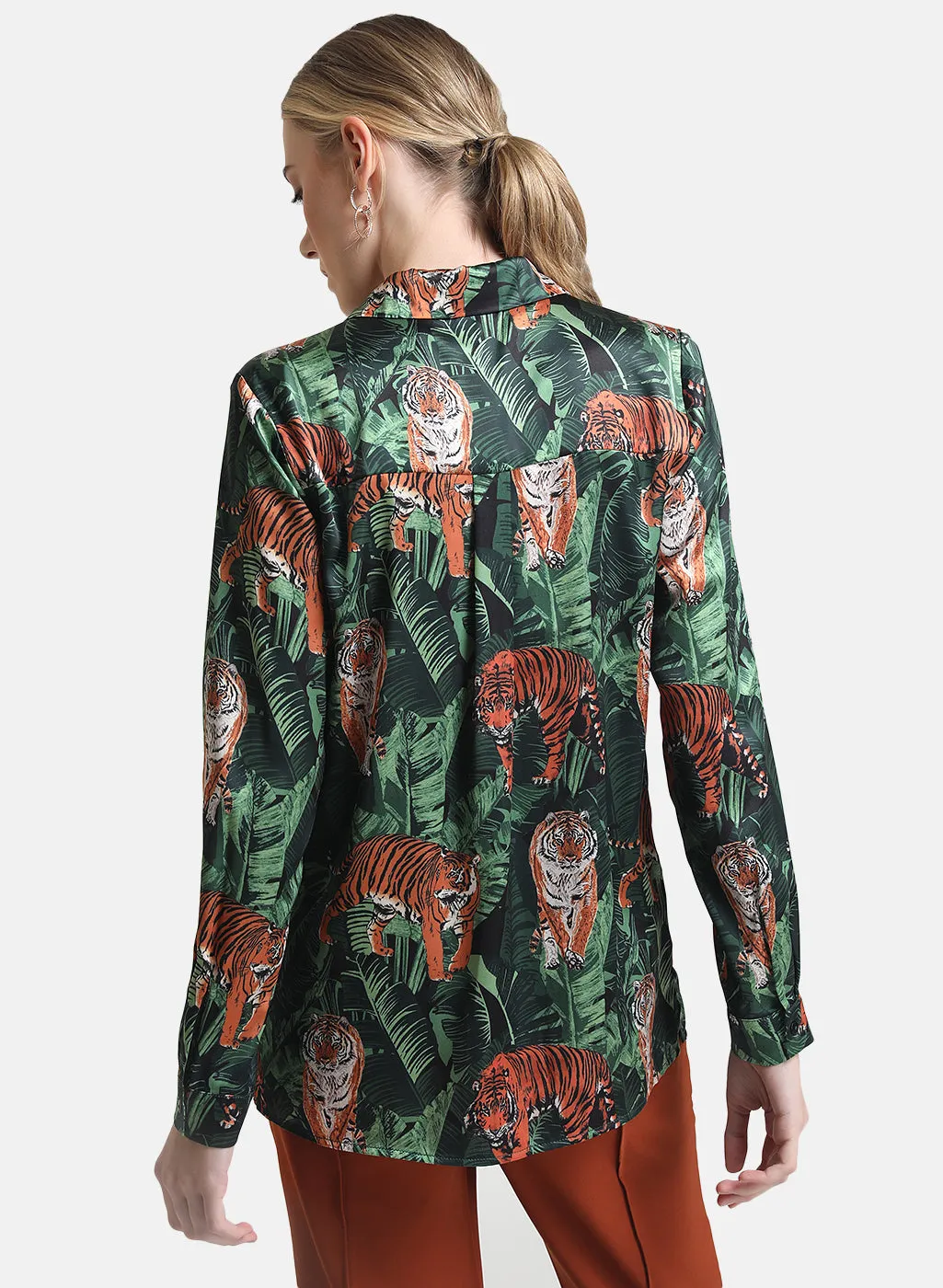 Satin Loose Shirt with Print