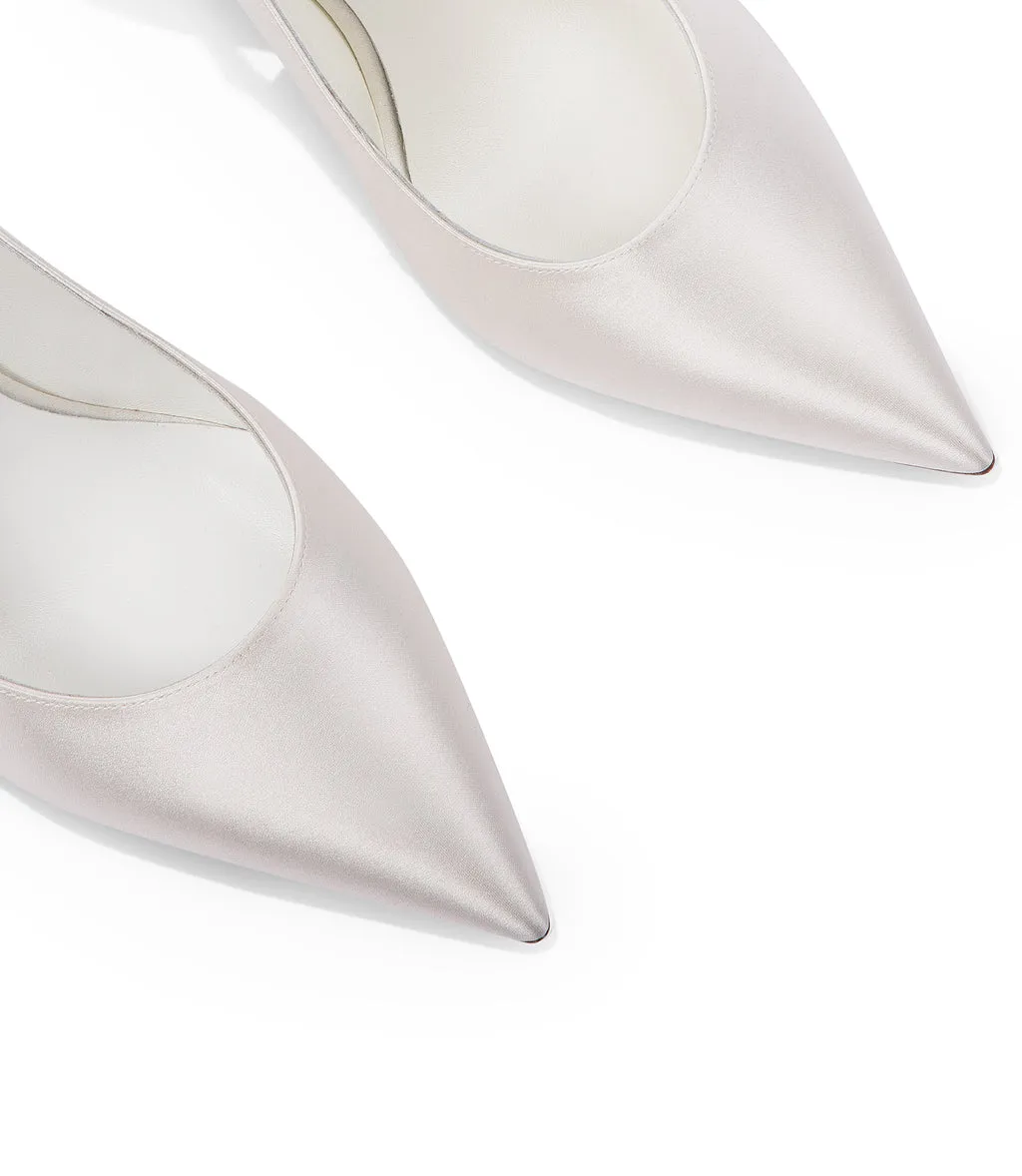 satin slingback pumps in ivory color