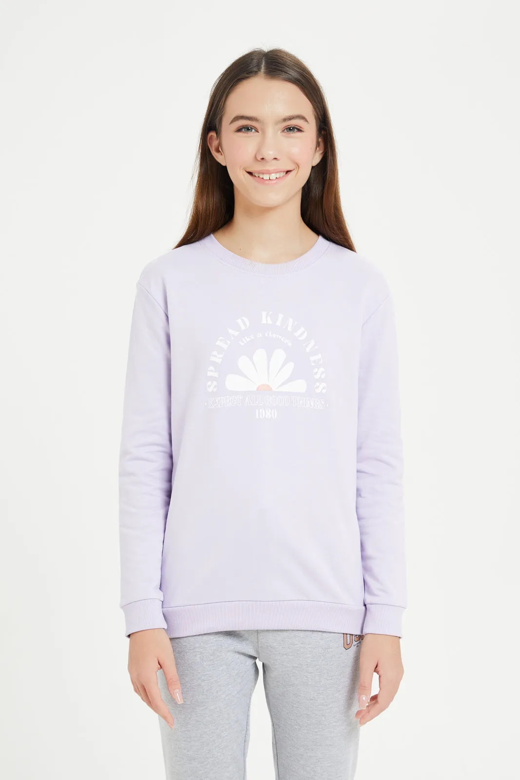 Senior Girls Grey Floral Sweatshirt