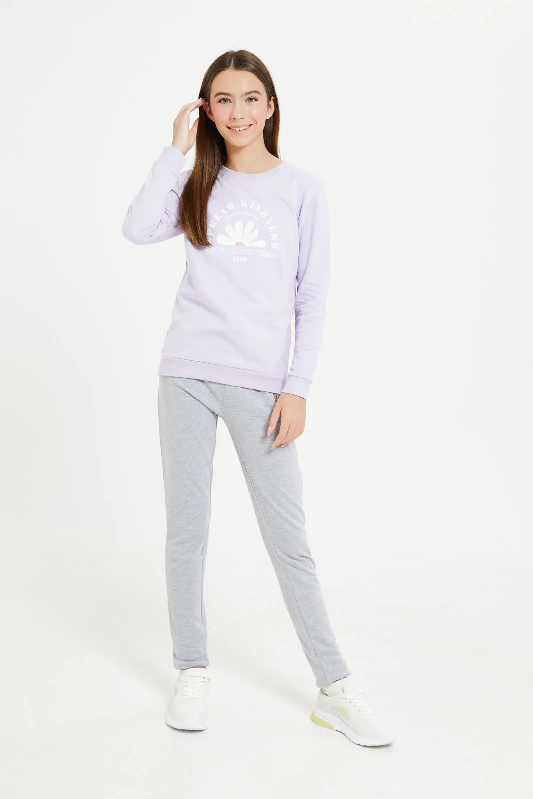 Senior Girls Grey Floral Sweatshirt