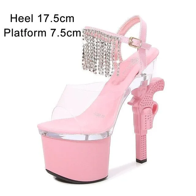 Sexy Clear High Heel Sandals for Model Runway - Patent Leather