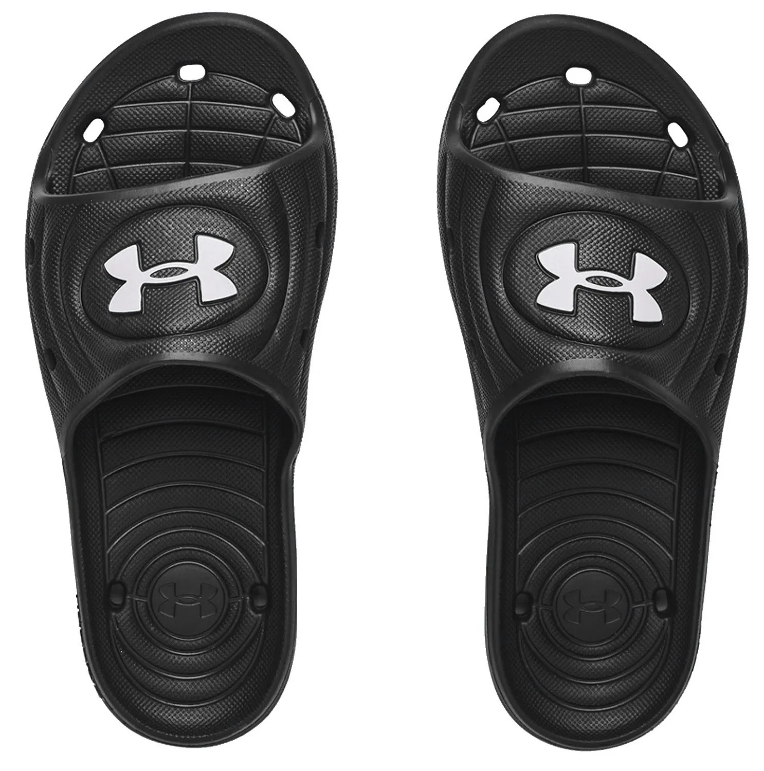 shoes Under Armour Locker IV Slides - 001/Black/White - men´s