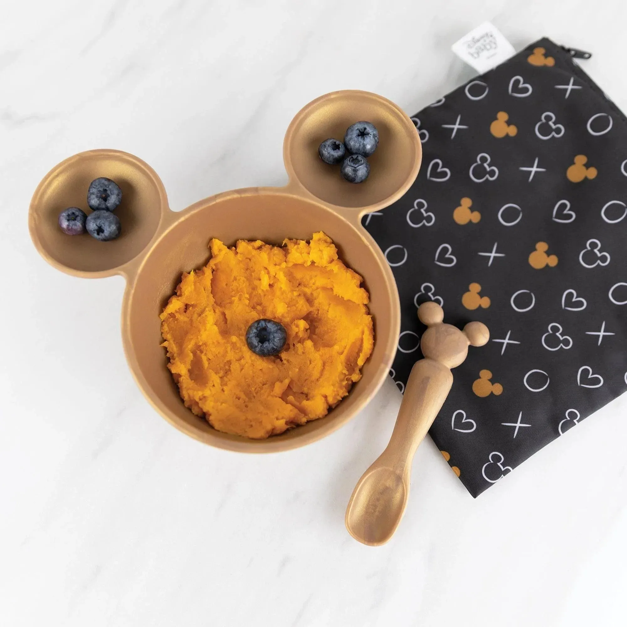 Silicone First Feeding Set: Minnie Mouse Gold