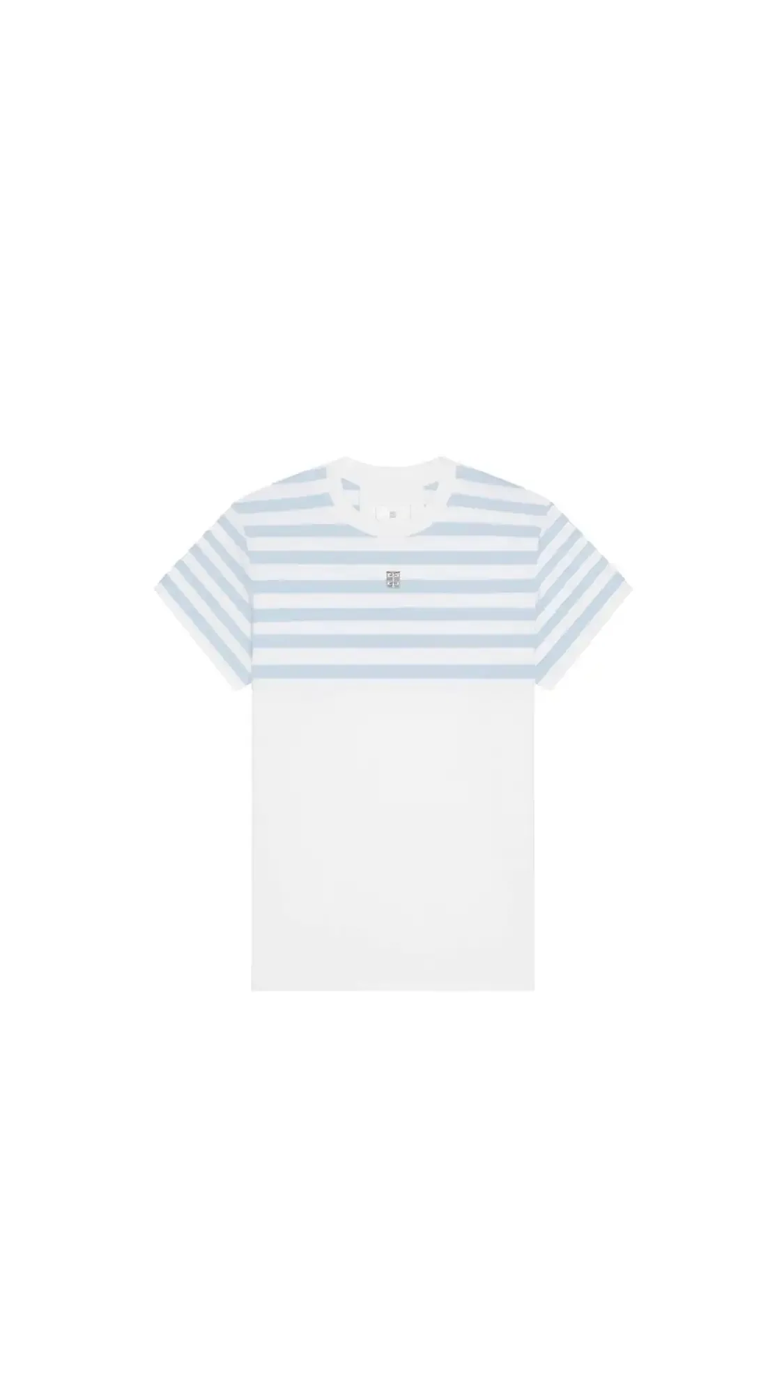 White and Blue Striped Cotton Slim Fit T-shirt