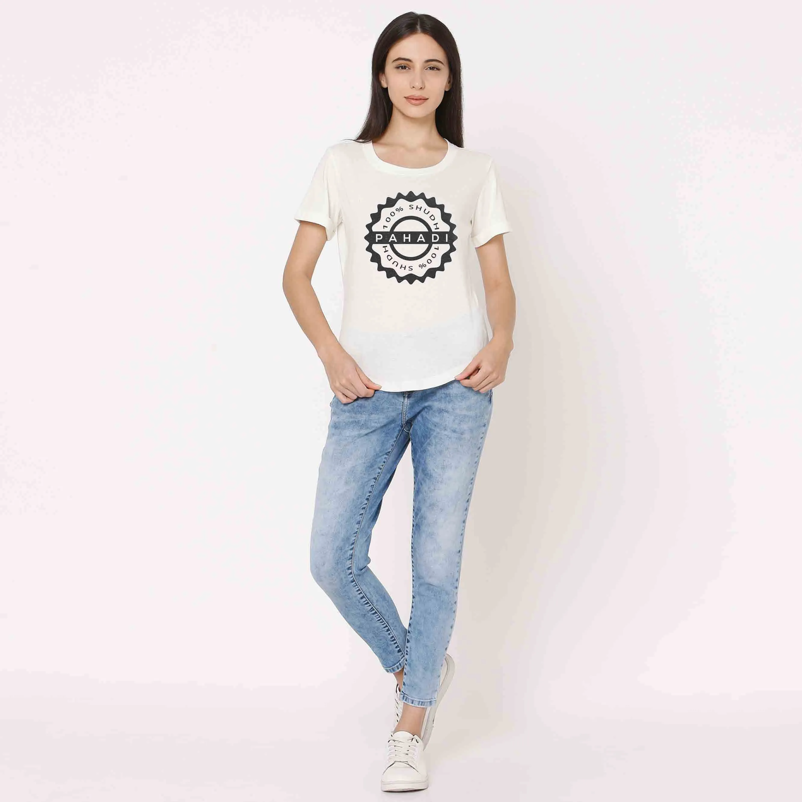 Slogan tshirt for women - Mountain Pahadi Girl