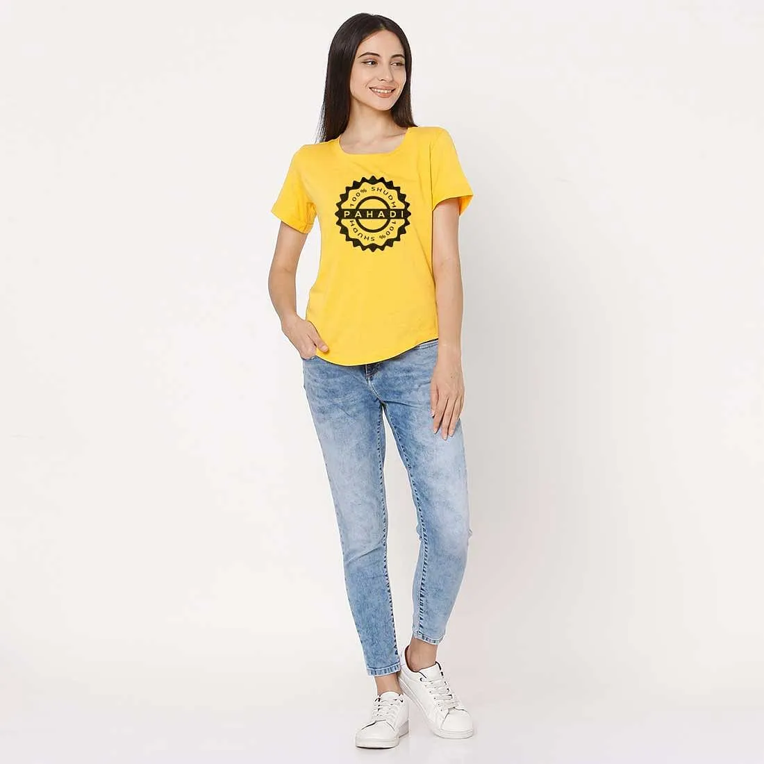 Slogan tshirt for women - Mountain Pahadi Girl