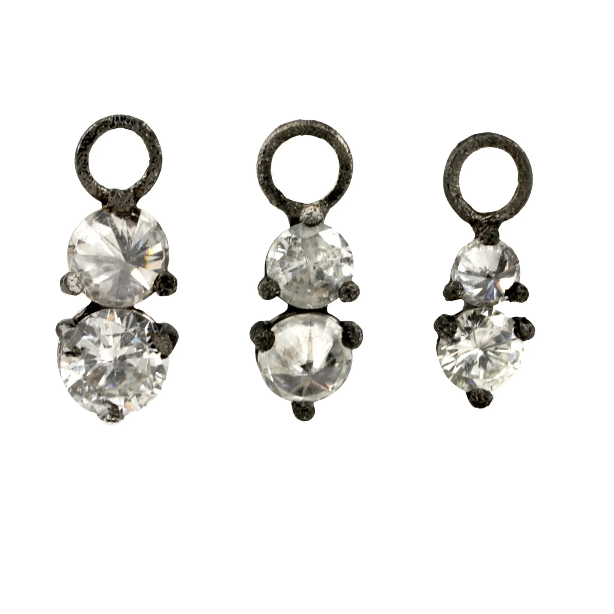 Small Blackened Gold Prong-Set Diamond Hoop Charms