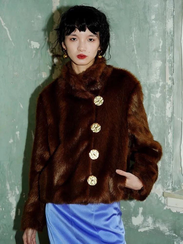 Solid Color Retro Loose Fur Jacket