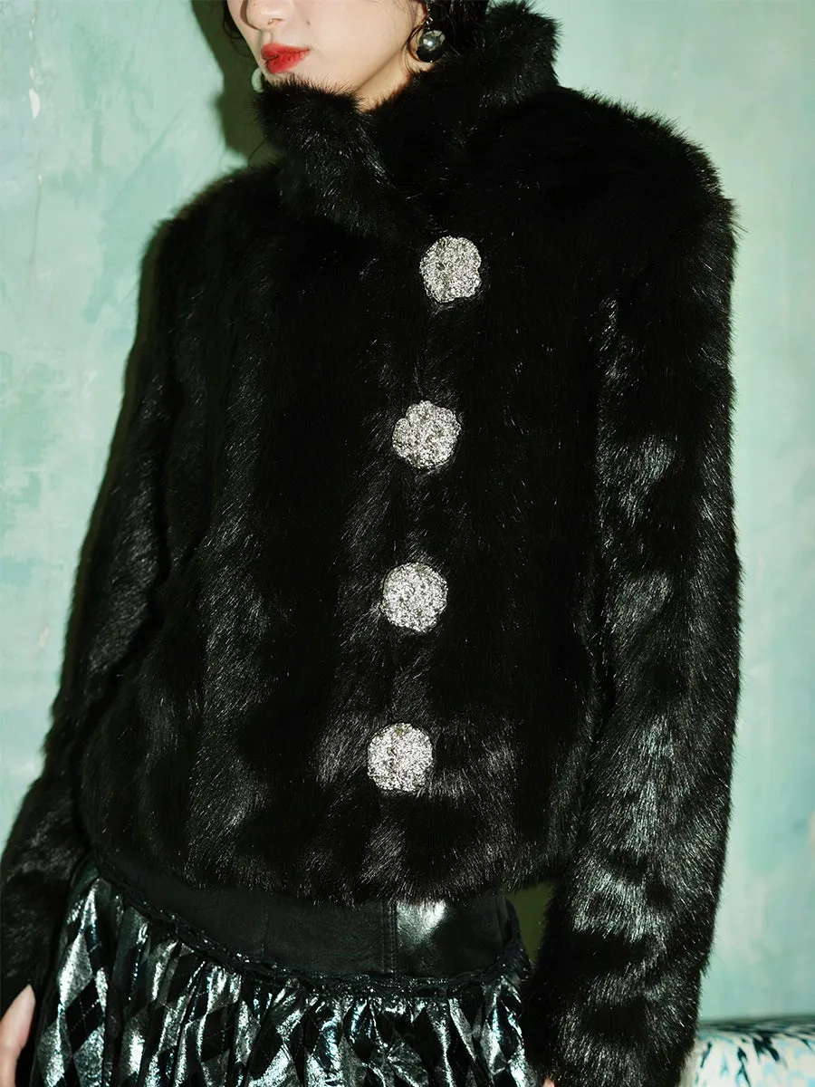 Solid Color Retro Loose Fur Jacket