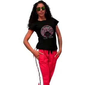 Rhinestone-adorned T-Shirt featuring an Afro Girl known as Soul Sistah