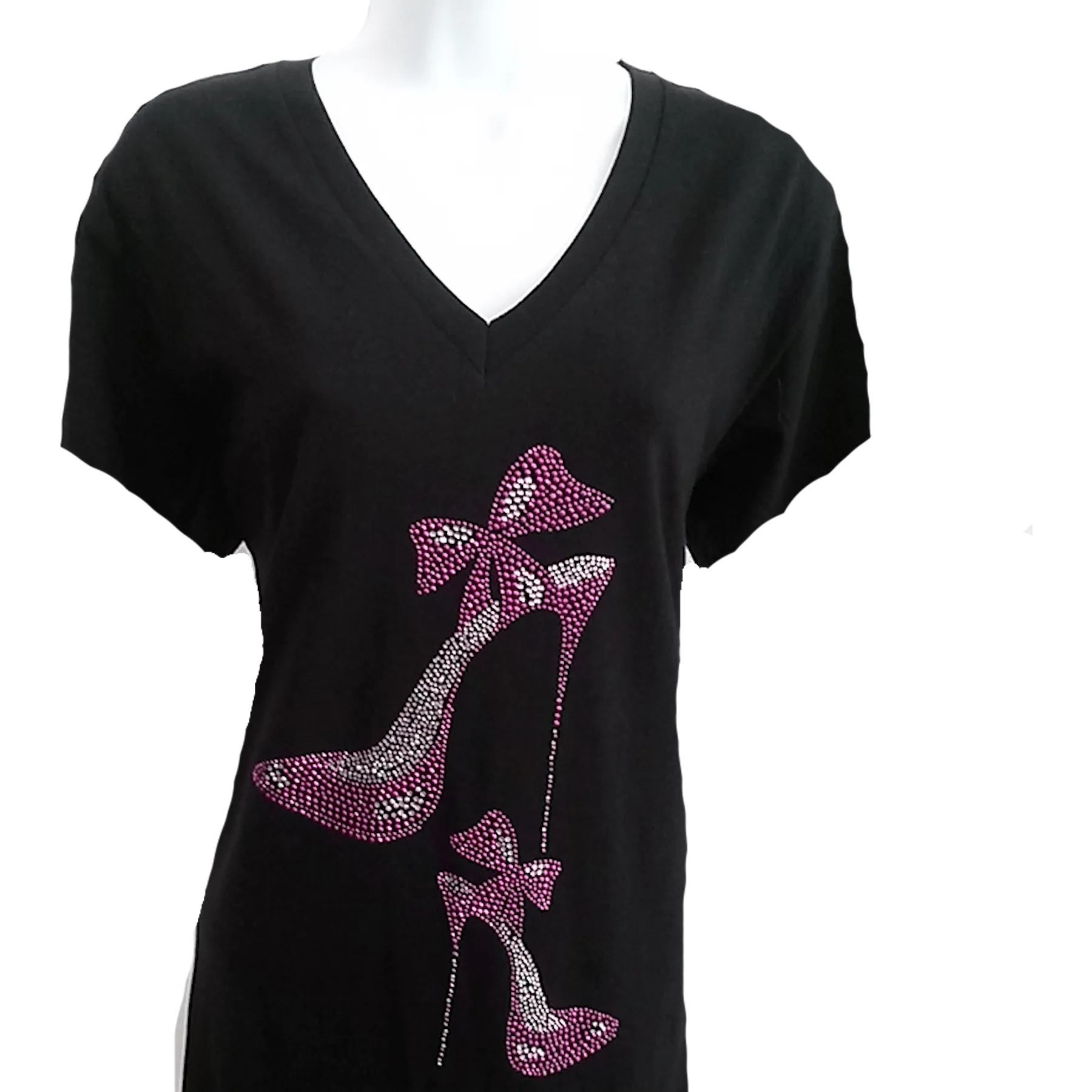 Sparkling Rhinestone Bow High Heel Shoe T-Shirt CO.