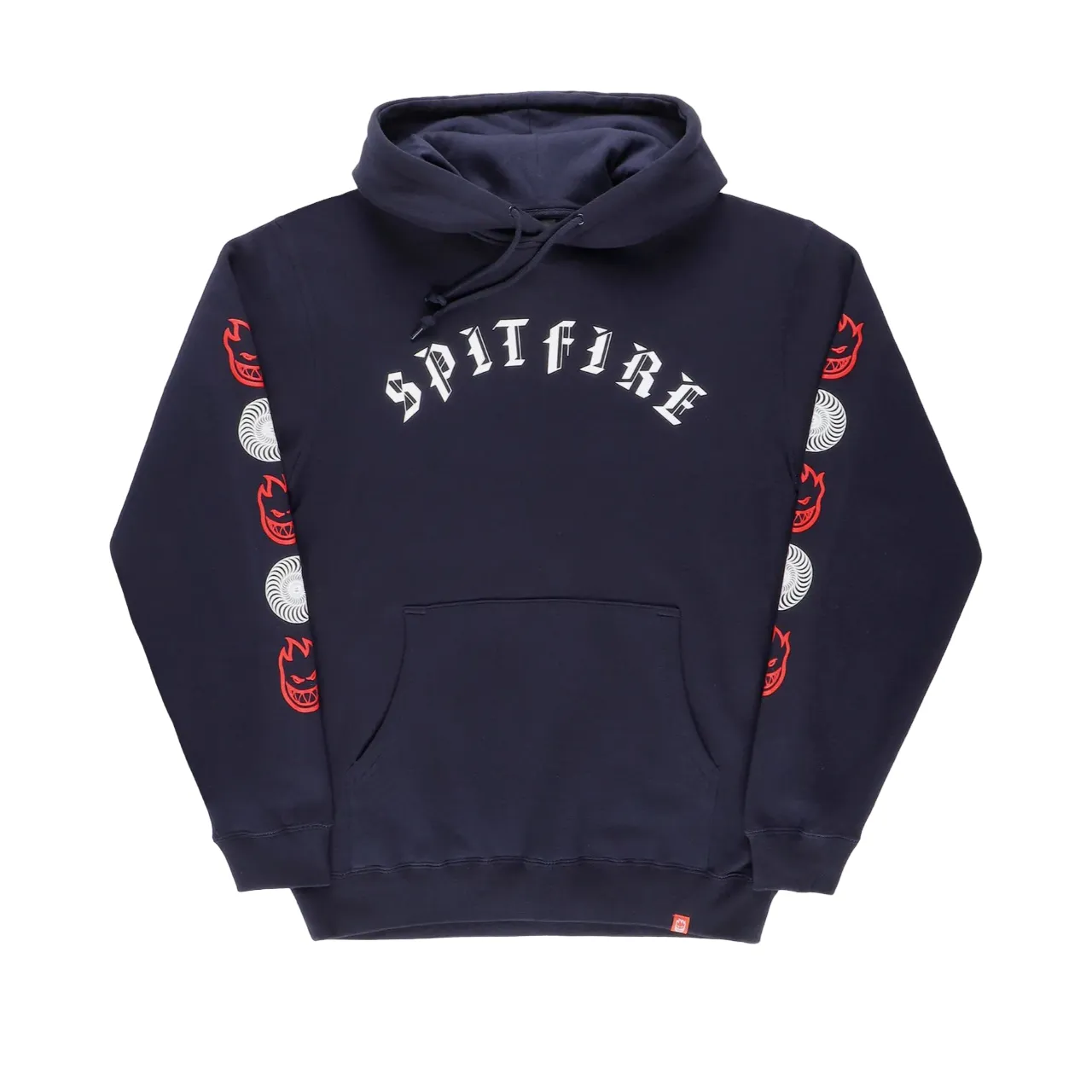 SPITFIRE OLD E COMBO SLEEVE HOOD NAVY w/ WHITE & RED PRINTS - MD