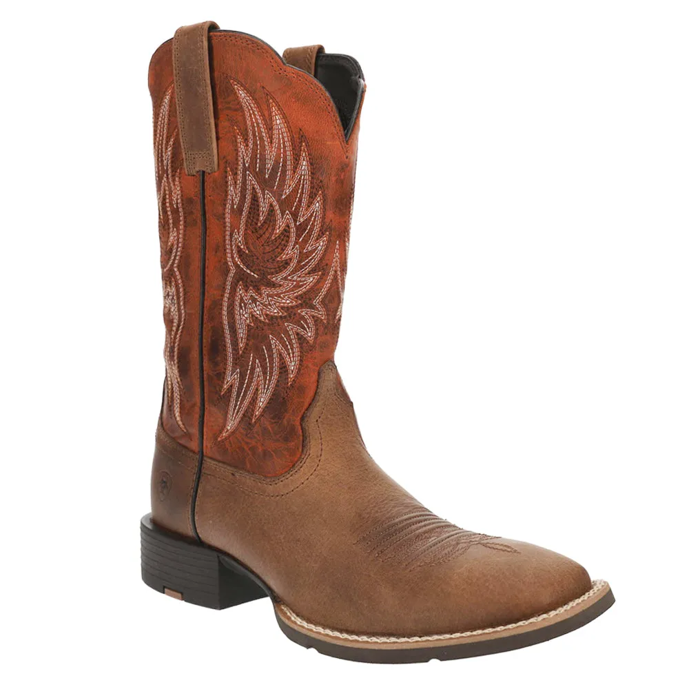 Sport Rider Wide Embroidery Square Toe Cowboy Boots