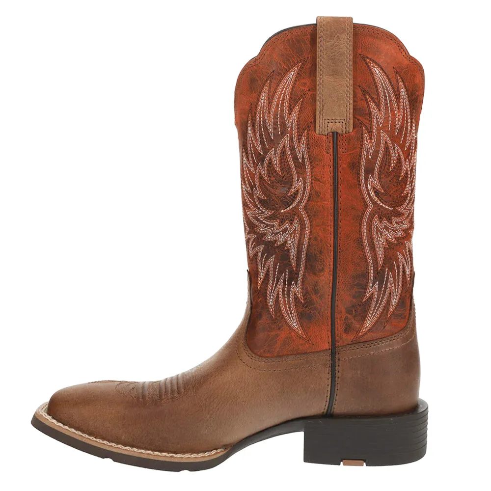 Sport Rider Wide Embroidery Square Toe Cowboy Boots