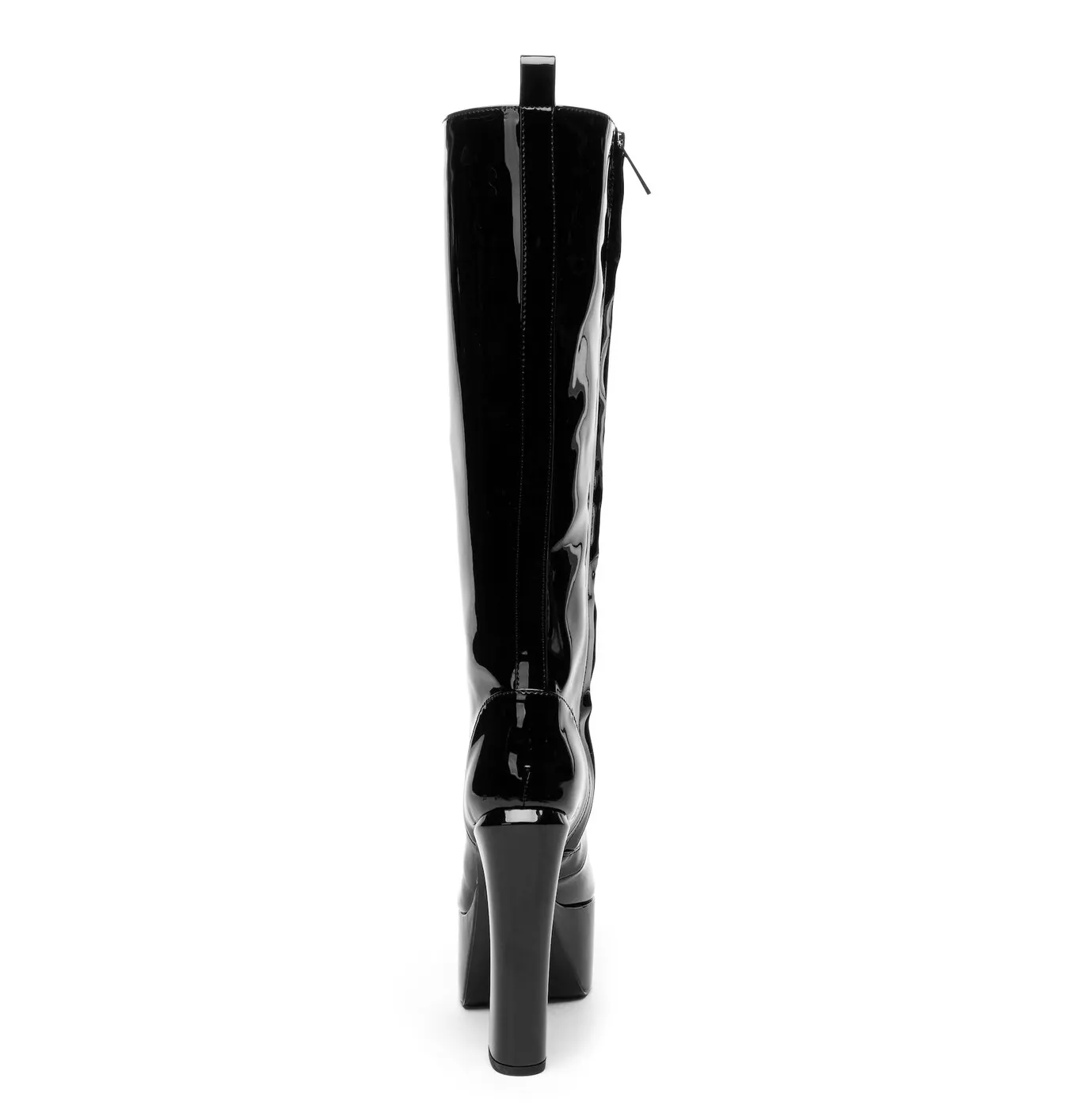 STRAGAZER | BLACK SHINY | LACED KNEE BOOTS   