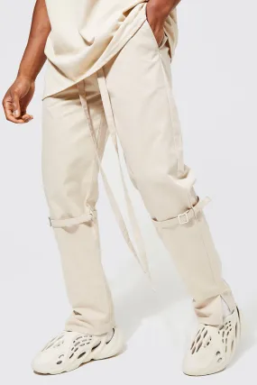 Straight Leg Tape Detail Twill Trousers