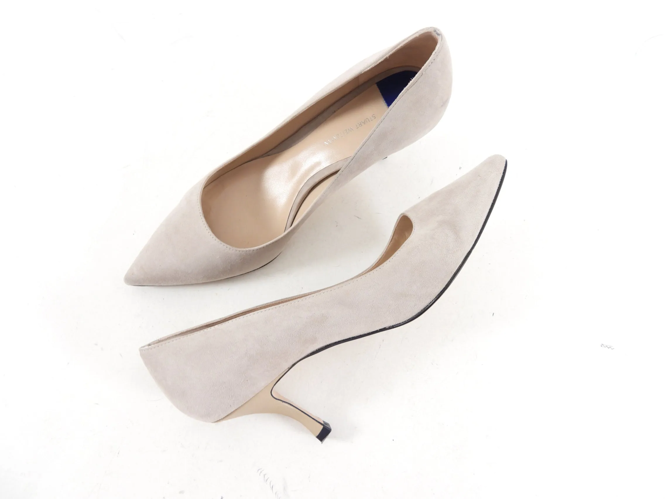 Stuart Weitzman Light Taupe Suede Tippi 70mm Pumps - Size 7.5